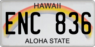 HI license plate ENC836