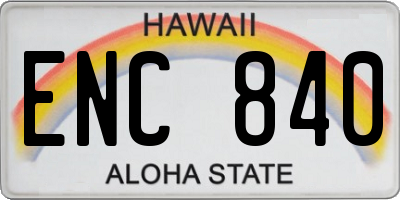 HI license plate ENC840