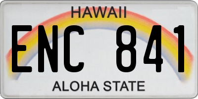 HI license plate ENC841