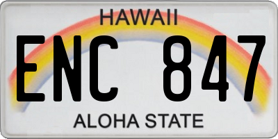 HI license plate ENC847