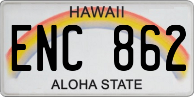 HI license plate ENC862