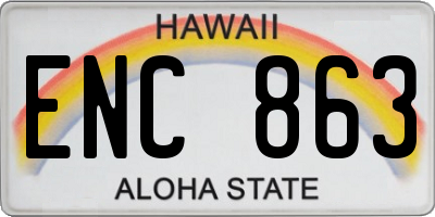 HI license plate ENC863