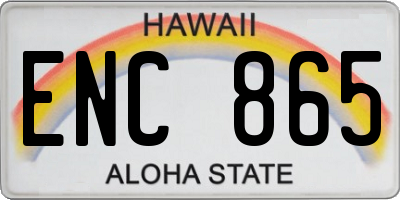 HI license plate ENC865