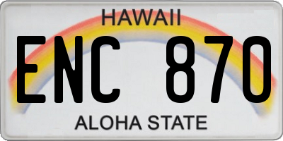 HI license plate ENC870