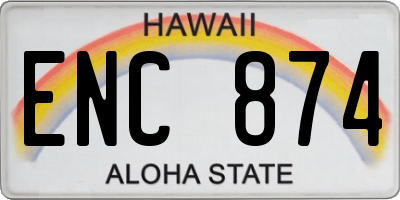 HI license plate ENC874