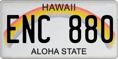 HI license plate ENC880
