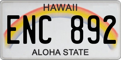 HI license plate ENC892