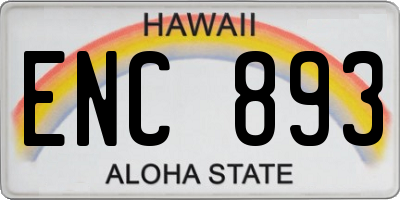 HI license plate ENC893