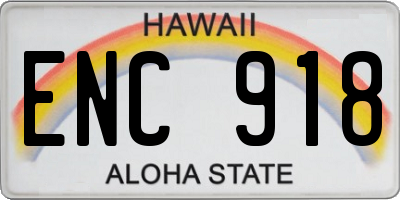 HI license plate ENC918