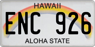 HI license plate ENC926