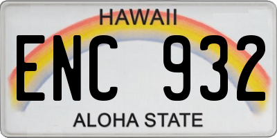 HI license plate ENC932