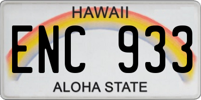HI license plate ENC933
