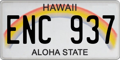 HI license plate ENC937