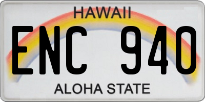 HI license plate ENC940