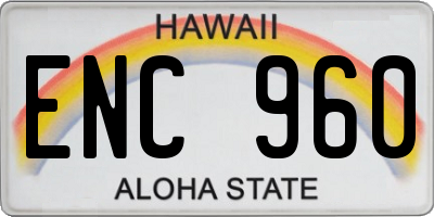HI license plate ENC960