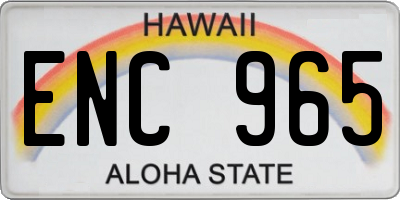 HI license plate ENC965