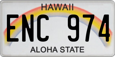 HI license plate ENC974