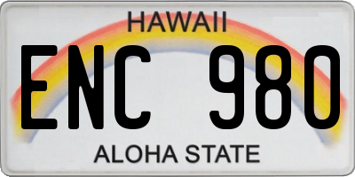 HI license plate ENC980