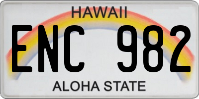 HI license plate ENC982