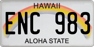 HI license plate ENC983