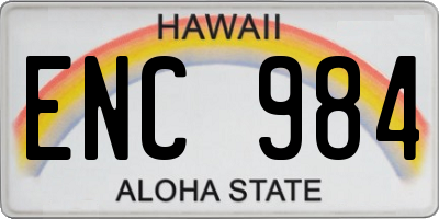 HI license plate ENC984
