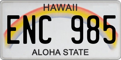 HI license plate ENC985