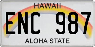 HI license plate ENC987