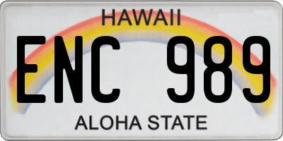 HI license plate ENC989