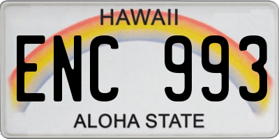 HI license plate ENC993