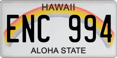 HI license plate ENC994