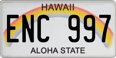 HI license plate ENC997