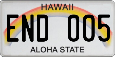 HI license plate END005