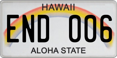 HI license plate END006