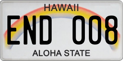 HI license plate END008