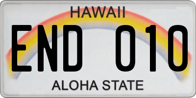 HI license plate END010