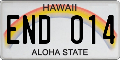 HI license plate END014