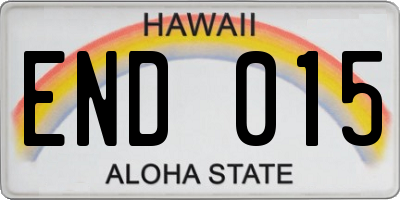 HI license plate END015