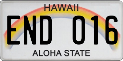 HI license plate END016