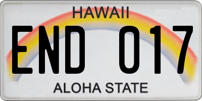 HI license plate END017