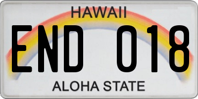 HI license plate END018