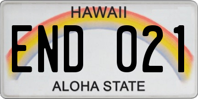 HI license plate END021
