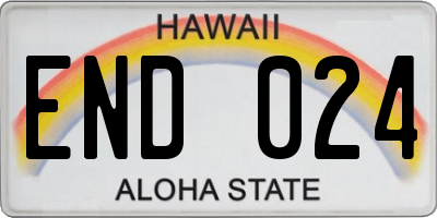 HI license plate END024