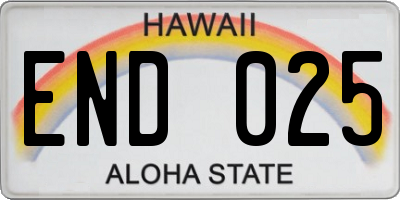 HI license plate END025