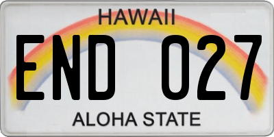 HI license plate END027