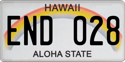 HI license plate END028