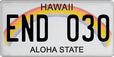 HI license plate END030