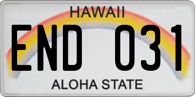 HI license plate END031