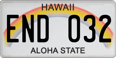HI license plate END032