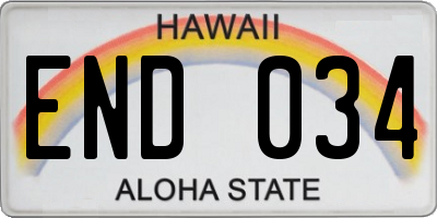 HI license plate END034