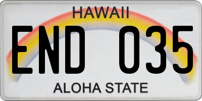 HI license plate END035